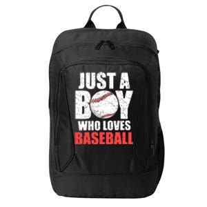 Just A Boy Who Loves Baseball Batter Catcher Pitcher Boy City Backpack