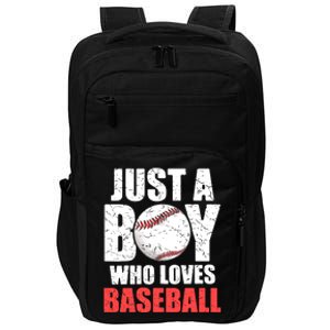 Just A Boy Who Loves Baseball Batter Catcher Pitcher Boy Impact Tech Backpack