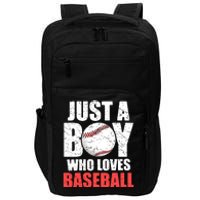 Just A Boy Who Loves Baseball Batter Catcher Pitcher Boy Impact Tech Backpack