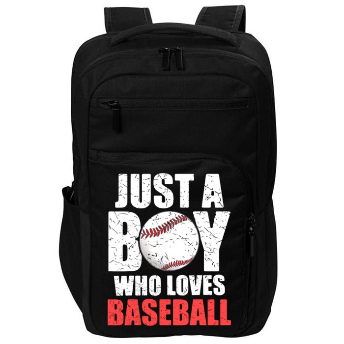 Just A Boy Who Loves Baseball Batter Catcher Pitcher Boy Impact Tech Backpack