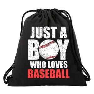 Just A Boy Who Loves Baseball Batter Catcher Pitcher Boy Drawstring Bag