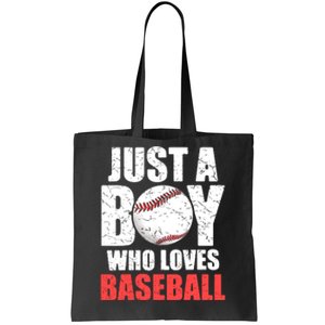 Just A Boy Who Loves Baseball Batter Catcher Pitcher Boy Tote Bag