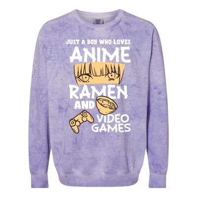 Just A Boy Who Loves Anime Ra Video Games Design Colorblast Crewneck Sweatshirt