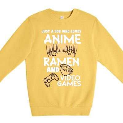 Just A Boy Who Loves Anime Ra Video Games Design Premium Crewneck Sweatshirt