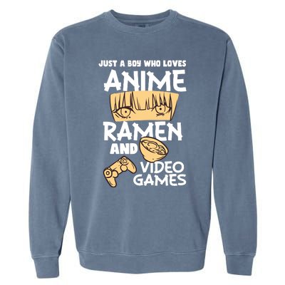 Just A Boy Who Loves Anime Ra Video Games Design Garment-Dyed Sweatshirt