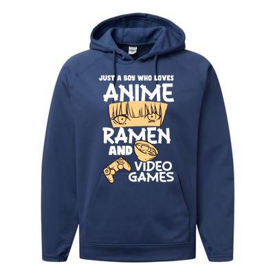 Just A Boy Who Loves Anime Ra Video Games Design Performance Fleece Hoodie