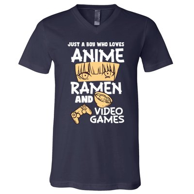 Just A Boy Who Loves Anime Ra Video Games Design V-Neck T-Shirt