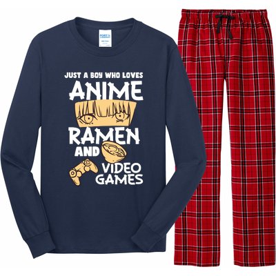 Just A Boy Who Loves Anime Ra Video Games Design Long Sleeve Pajama Set