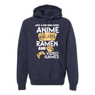 Just A Boy Who Loves Anime Ra Video Games Design Premium Hoodie