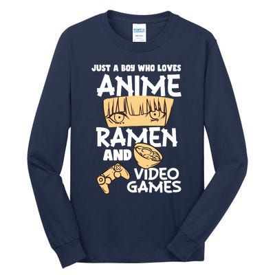 Just A Boy Who Loves Anime Ra Video Games Design Tall Long Sleeve T-Shirt