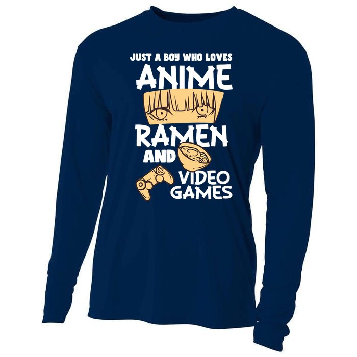 Just A Boy Who Loves Anime Ra Video Games Design Cooling Performance Long Sleeve Crew