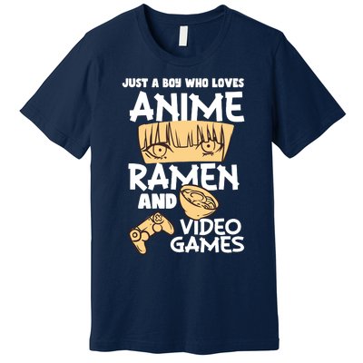 Just A Boy Who Loves Anime Ra Video Games Design Premium T-Shirt