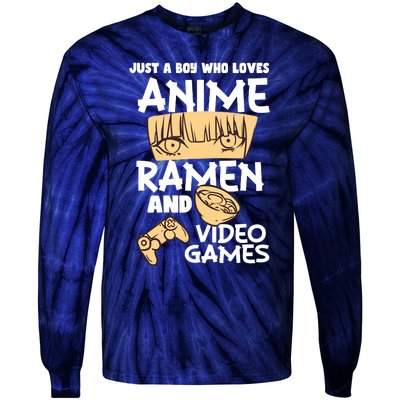 Just A Boy Who Loves Anime Ra Video Games Design Tie-Dye Long Sleeve Shirt