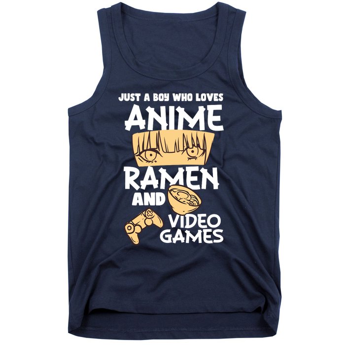 Just A Boy Who Loves Anime Ra Video Games Design Tank Top