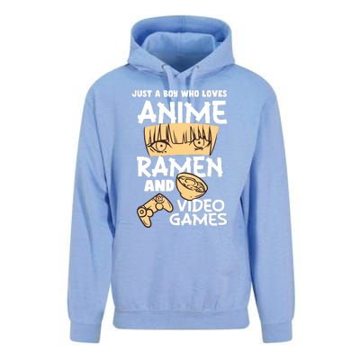 Just A Boy Who Loves Anime Ra Video Games Design Unisex Surf Hoodie