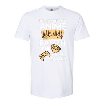 Just A Boy Who Loves Anime Ra Video Games Design Softstyle CVC T-Shirt