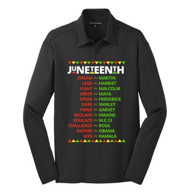 Juneteenth Ancestors Black African Dream Like Leaders Gift Silk Touch Performance Long Sleeve Polo