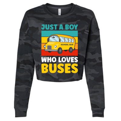 Just a Boy who loves Buses School Bus Cropped Pullover Crew