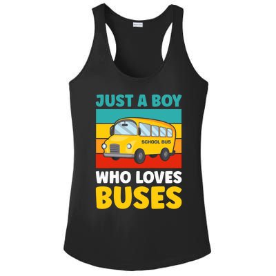 Just a Boy who loves Buses School Bus Ladies PosiCharge Competitor Racerback Tank