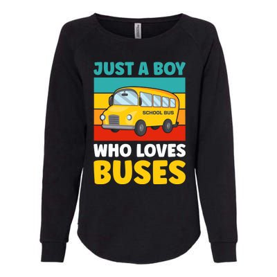 Just a Boy who loves Buses School Bus Womens California Wash Sweatshirt