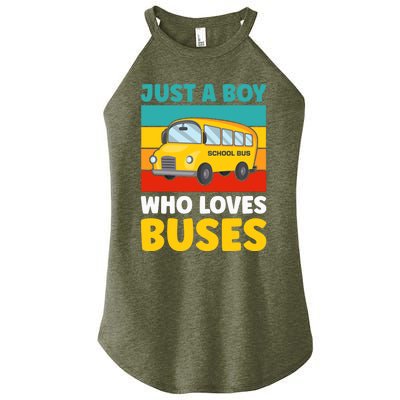 Just a Boy who loves Buses School Bus Women's Perfect Tri Rocker Tank