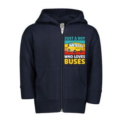 Just a Boy who loves Buses School Bus Toddler Zip Fleece Hoodie