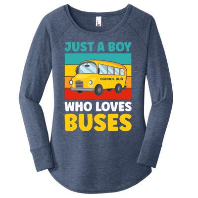 Just a Boy who loves Buses School Bus Women's Perfect Tri Tunic Long Sleeve Shirt