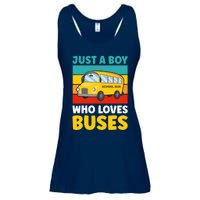 Just a Boy who loves Buses School Bus Ladies Essential Flowy Tank