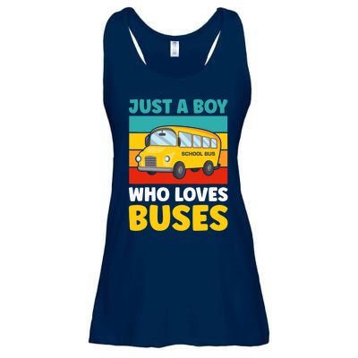 Just a Boy who loves Buses School Bus Ladies Essential Flowy Tank