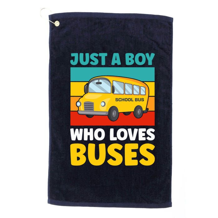 Just a Boy who loves Buses School Bus Platinum Collection Golf Towel