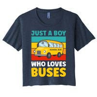 Just a Boy who loves Buses School Bus Women's Crop Top Tee