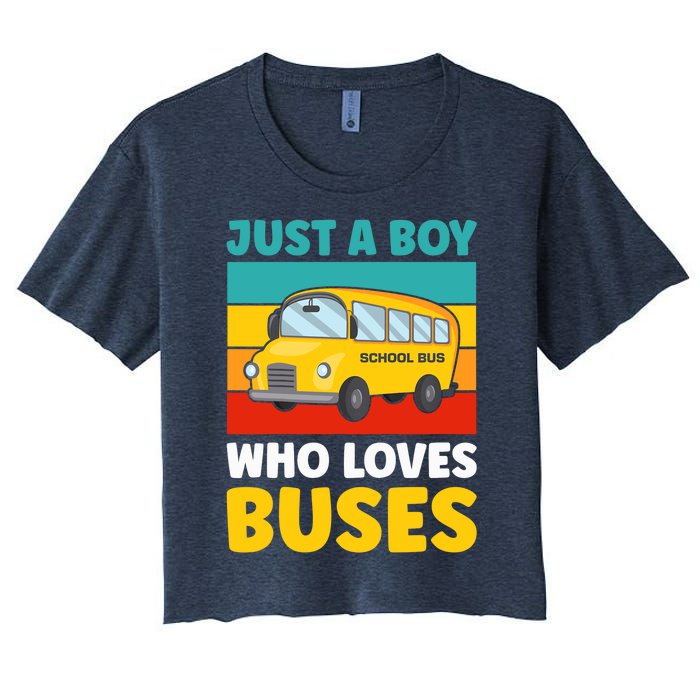 Just a Boy who loves Buses School Bus Women's Crop Top Tee