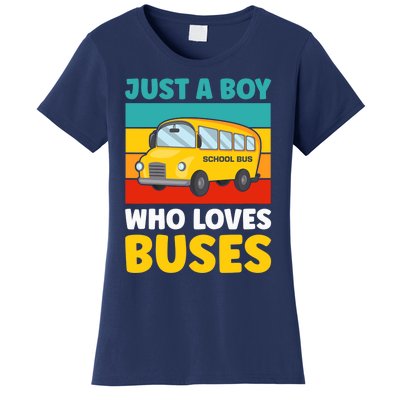 Just a Boy who loves Buses School Bus Women's T-Shirt