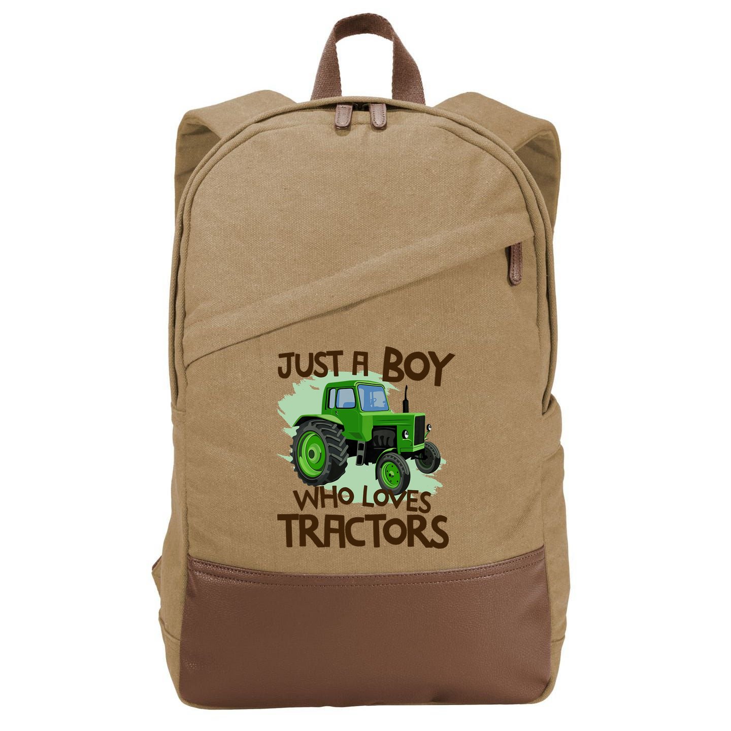 Just A Boy Who Loves Tractors T Farm Birthday Gift Cotton Canvas Backpack