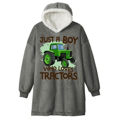 Just A Boy Who Loves Tractors T Farm Birthday Gift Hooded Wearable Blanket