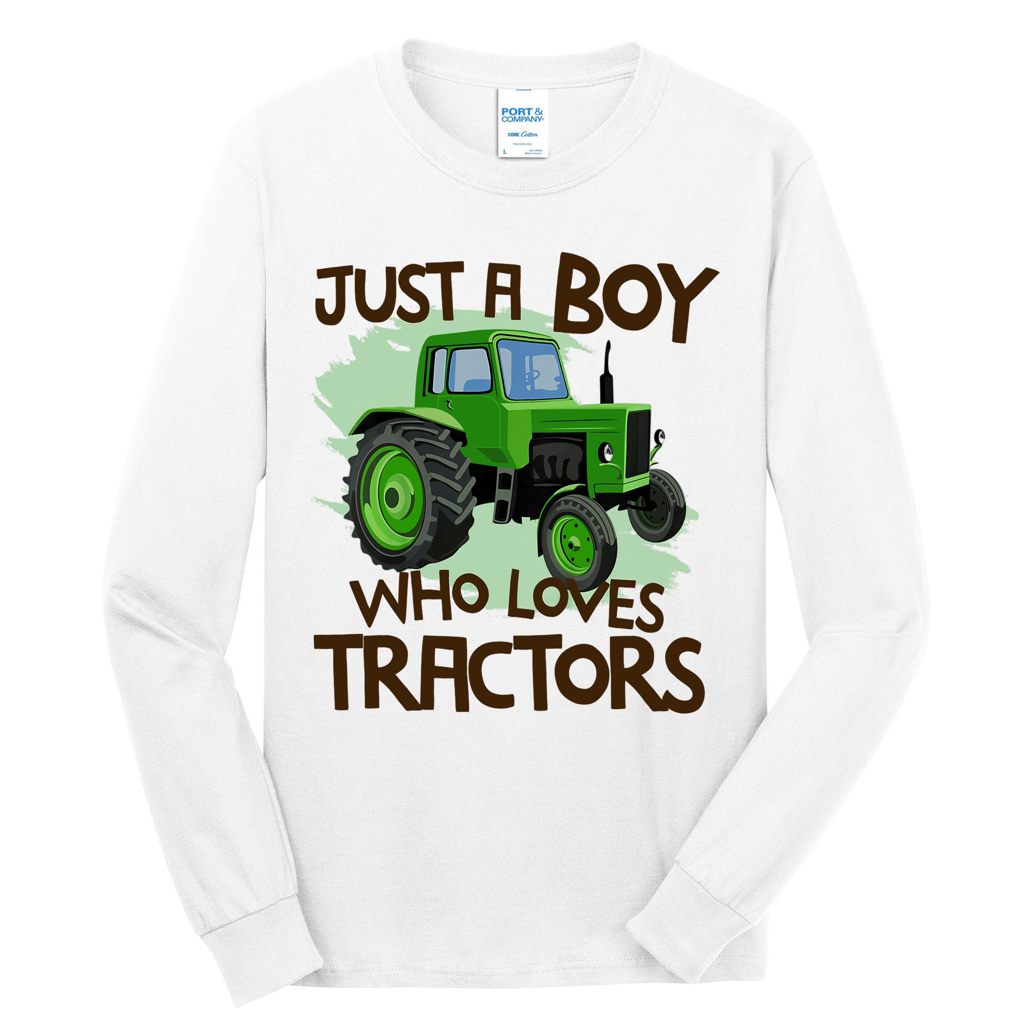 Just A Boy Who Loves Tractors T Farm Birthday Gift Tall Long Sleeve T-Shirt