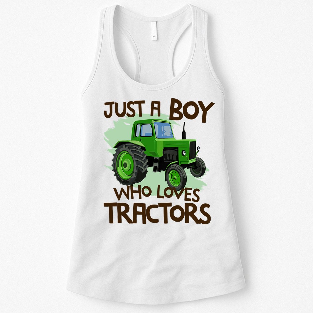 Just A Boy Who Loves Tractors T Farm Birthday Gift Womens Tank Top