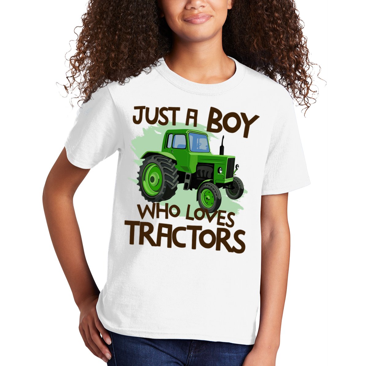 Just A Boy Who Loves Tractors T Farm Birthday Gift Kids T-Shirt