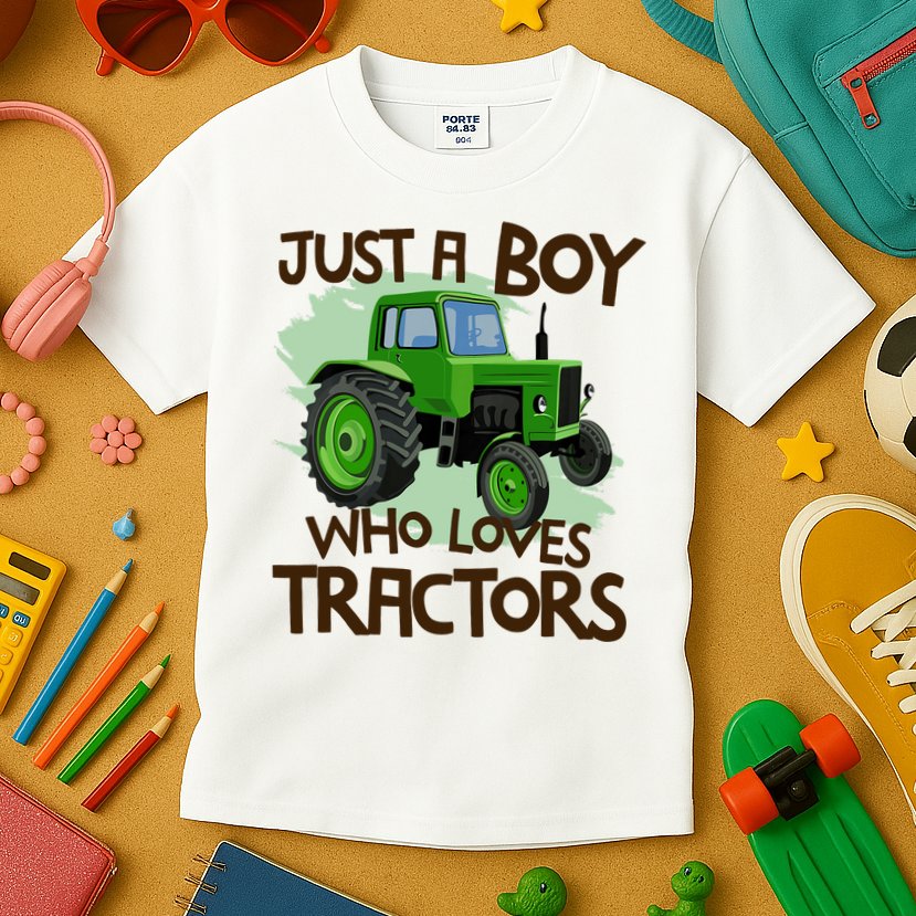 Just A Boy Who Loves Tractors T Farm Birthday Gift Kids T-Shirt