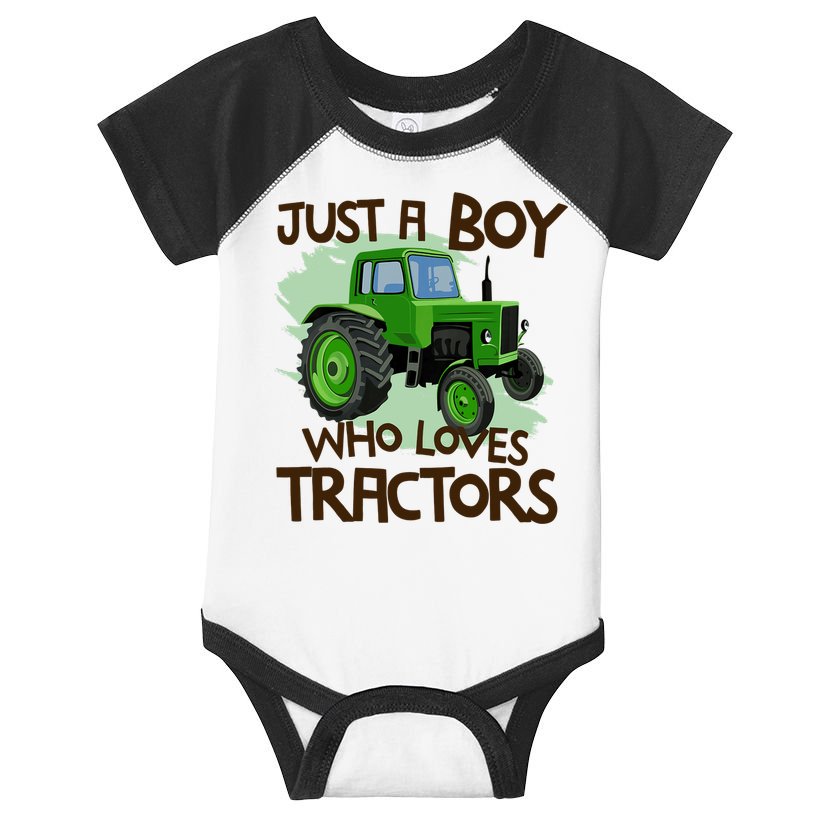 Just A Boy Who Loves Tractors T Farm Birthday Gift Infant Baby Jersey Bodysuit