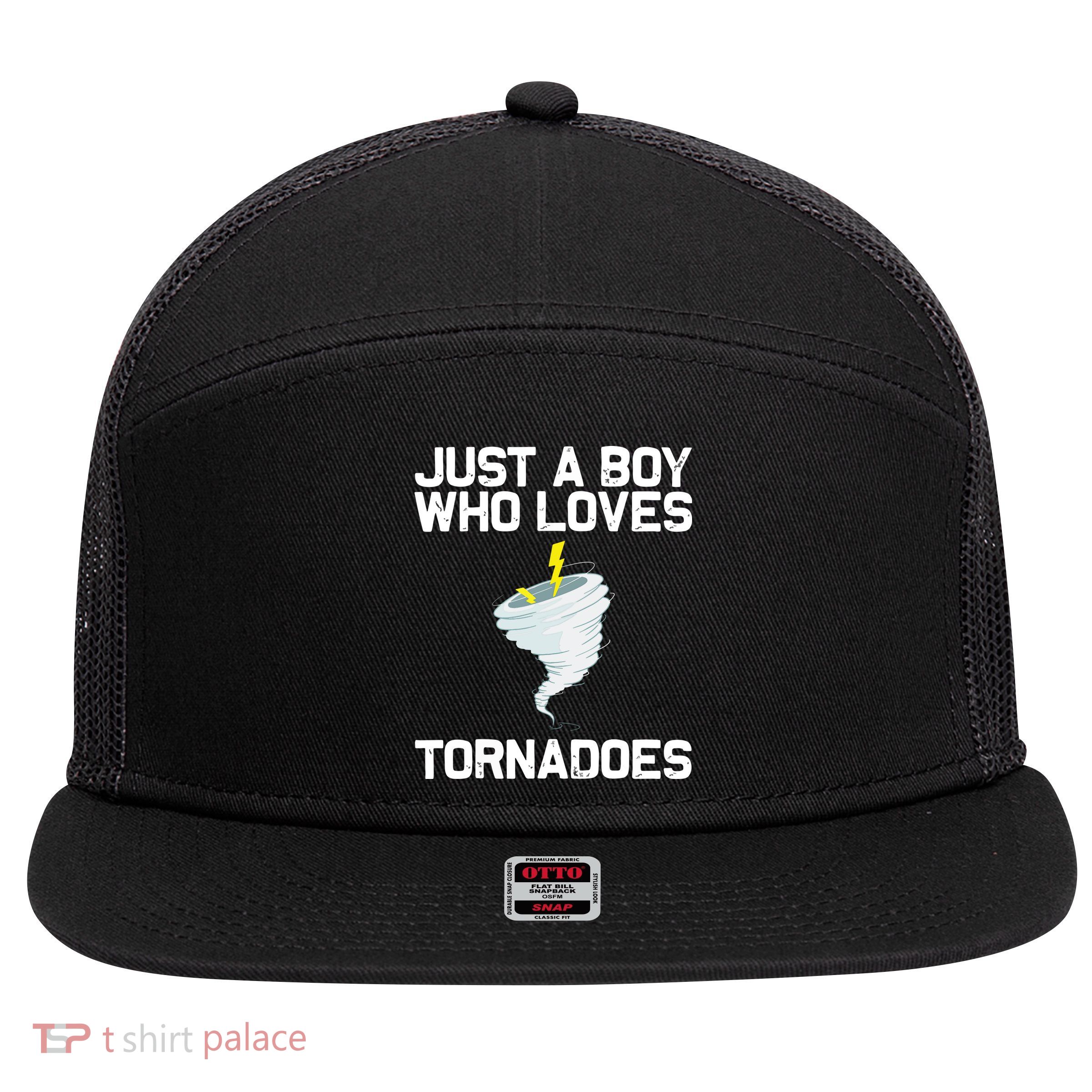Just A Boy Who Loves Tornadoes Tornado Meteorologist 7 Panel Mesh Trucker Snapback Hat