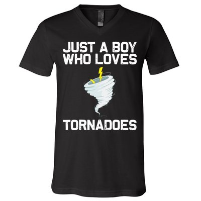 Just A Boy Who Loves Tornadoes Tornado Meteorologist V-Neck T-Shirt