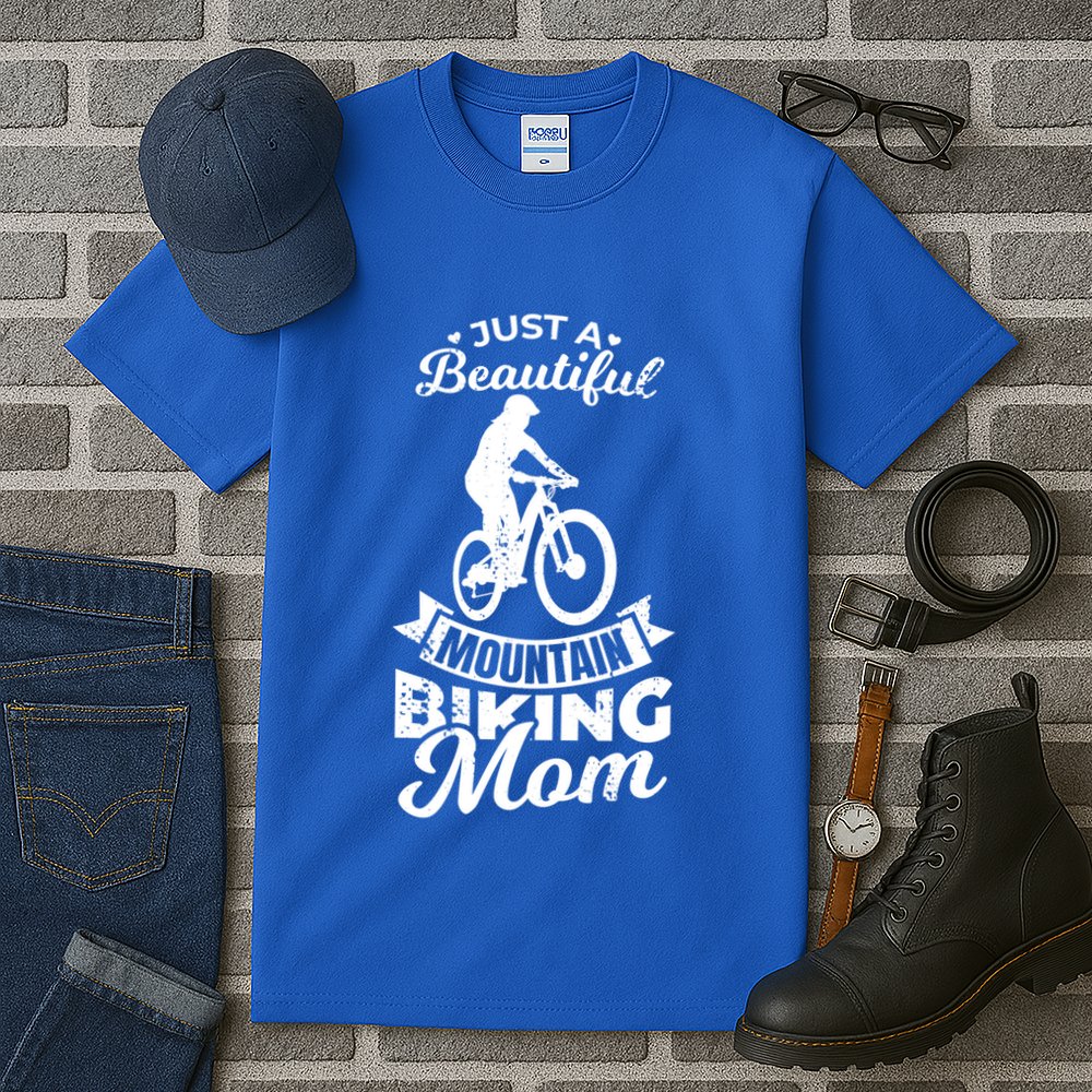 Just A Beautiful Mountain Biking Mom Meaningful Gift Tall T-Shirt
