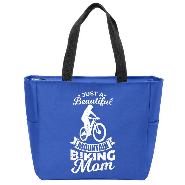 Just A Beautiful Mountain Biking Mom Meaningful Gift Zip Tote Bag