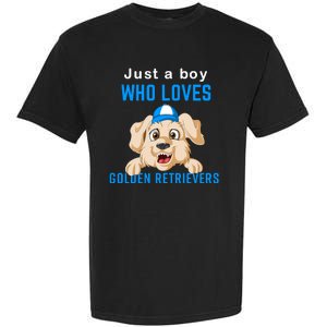 Just A Boy Who Loves Golden Retrivers Garment-Dyed Heavyweight T-Shirt