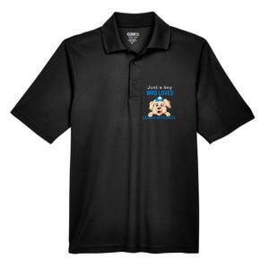 Just A Boy Who Loves Golden Retrivers Men's Origin Performance Pique Polo