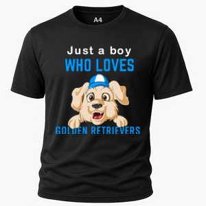 Just A Boy Who Loves Golden Retrivers Cooling Performance Crew T-Shirt