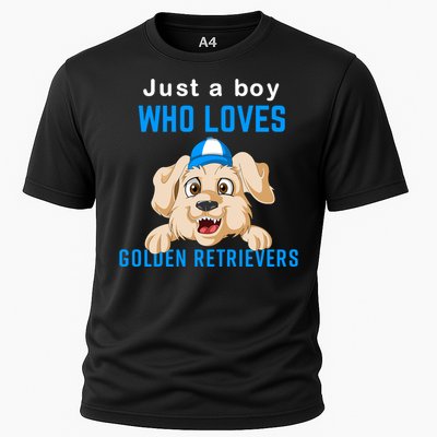 Just A Boy Who Loves Golden Retrivers Cooling Performance Crew T-Shirt