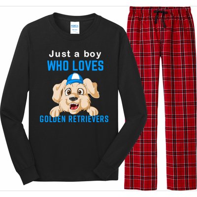 Just A Boy Who Loves Golden Retrivers Long Sleeve Pajama Set