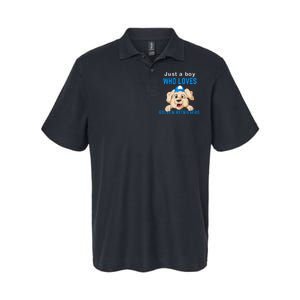 Just A Boy Who Loves Golden Retrivers Softstyle Adult Sport Polo